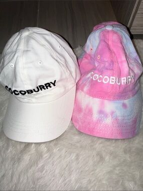 Women's White and Pink Tie-Dye Baseball Caps - Set of 2